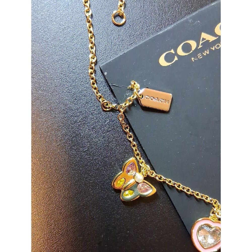 Coach Signature Charm Necklace New With Tags - Picture 2 of 5